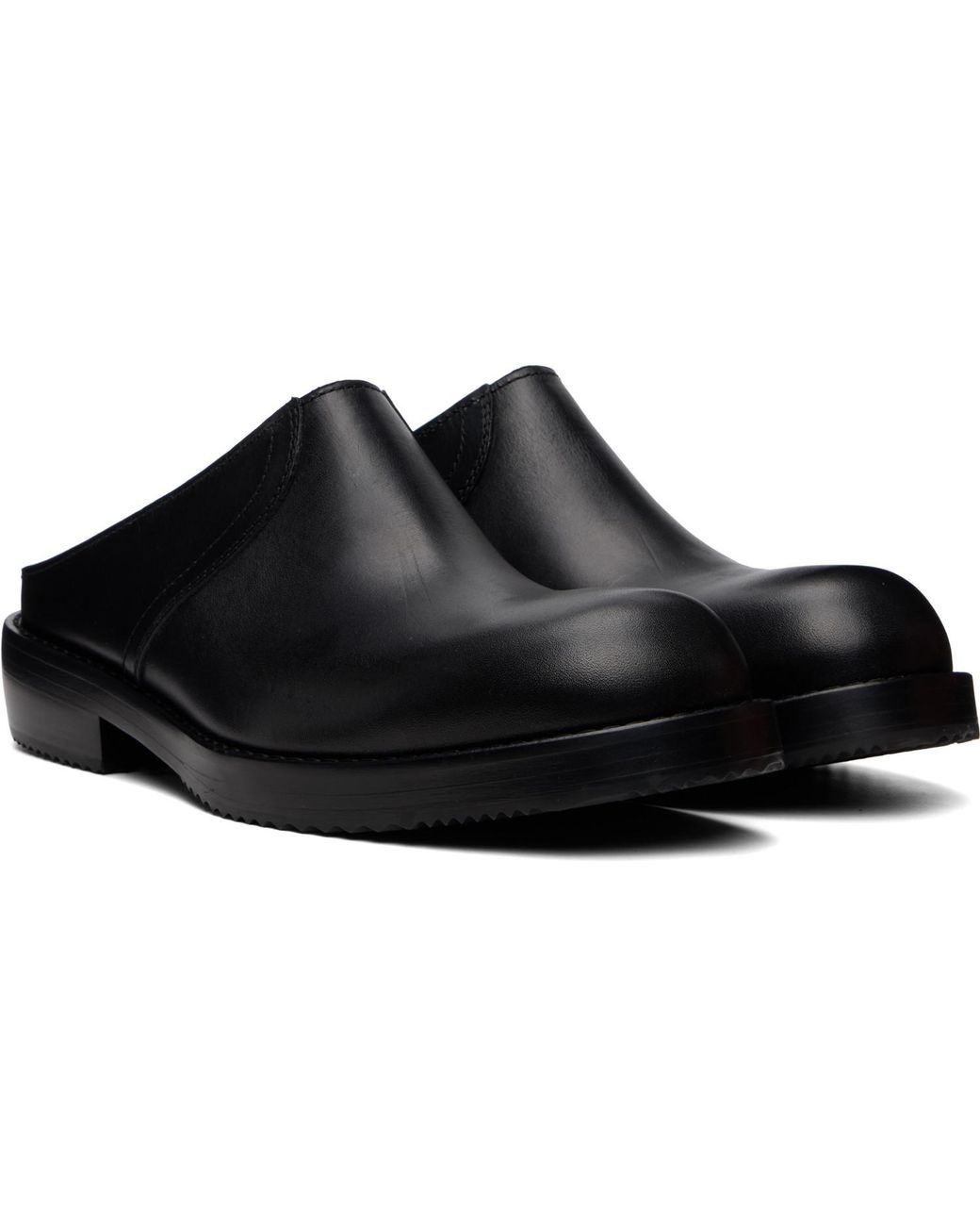 Dries Van Noten Black Leather Clog Loafers for men