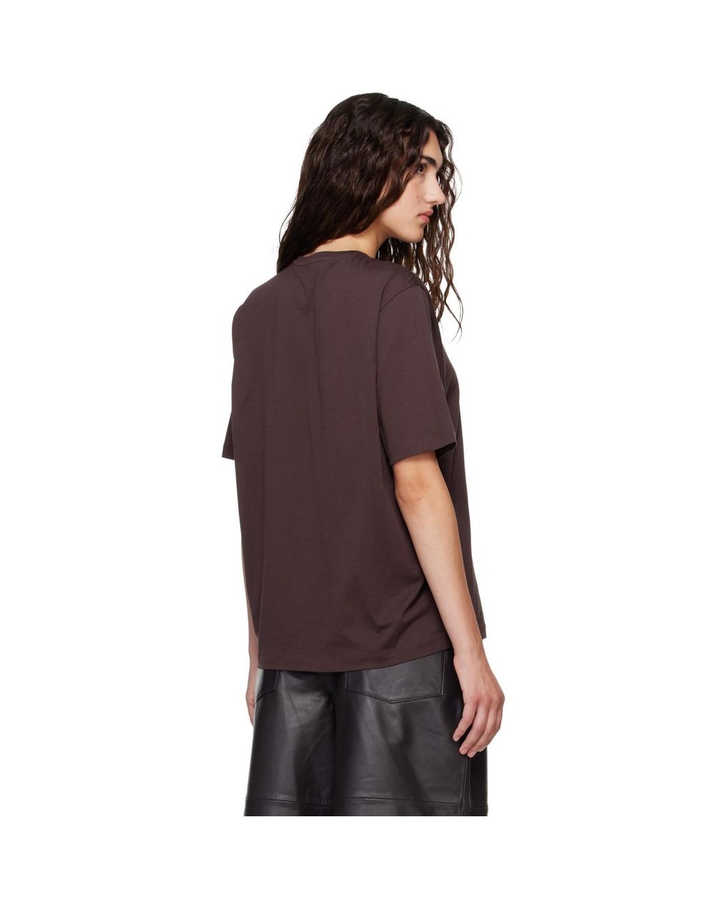 Frankie Shop Brown Burgundy Harper Soft Organic T-Shirt