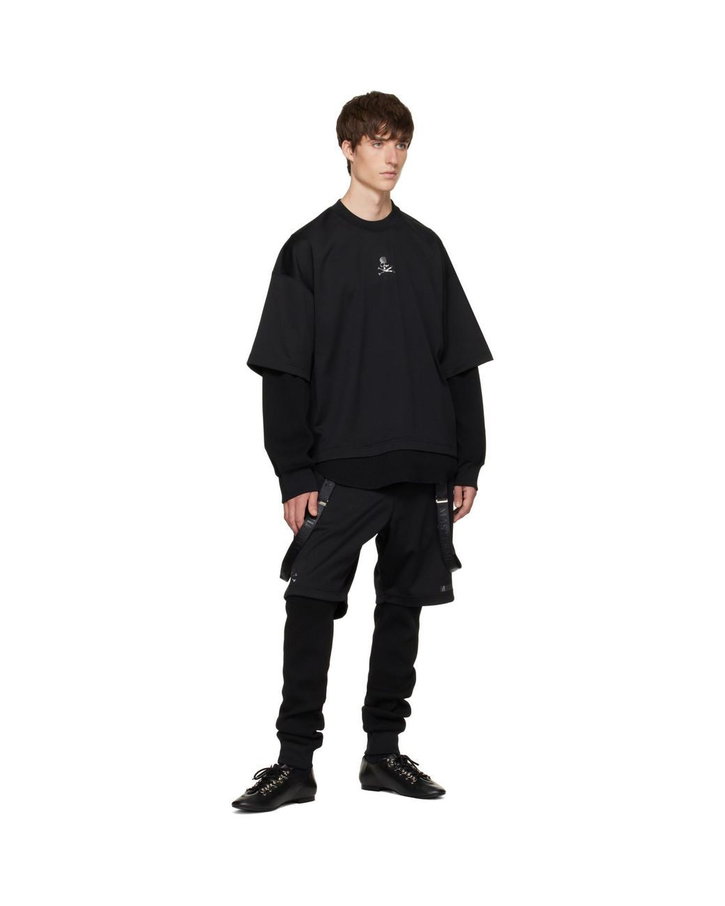MASTERMIND WORLD Black Layered Pullover Sweatshirt for men