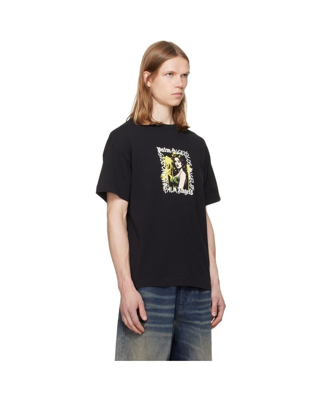 Palm Angels Black Pinup Regular T-Shirt for men