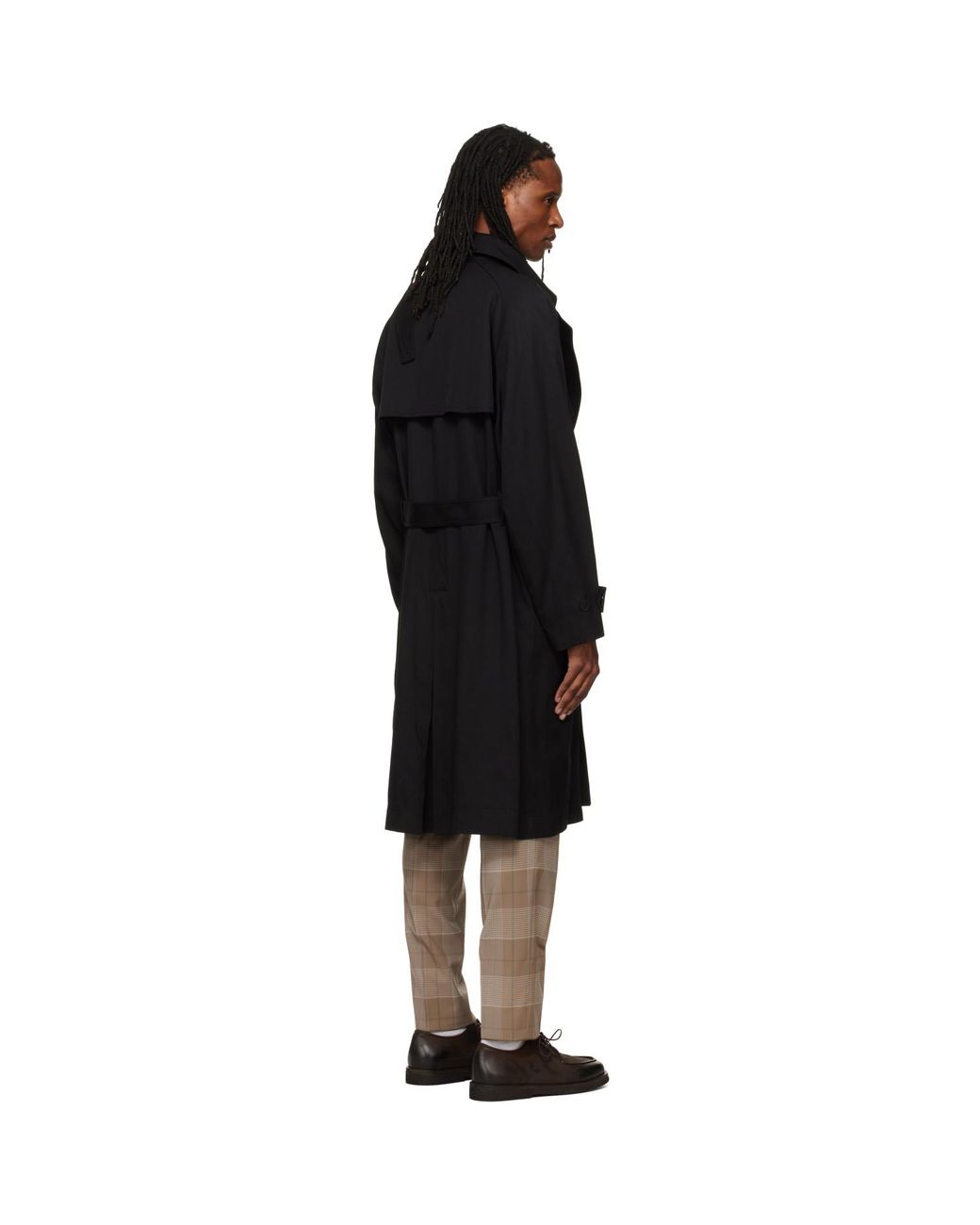 HUGO Black Belted Trench Coat for men