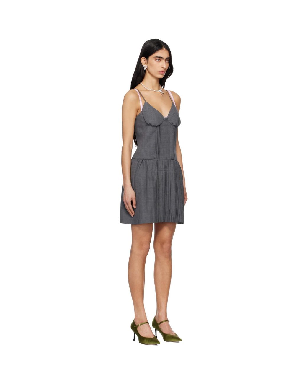 ShuShu/Tong Black Tuck Detail Bustier Slip Minidress