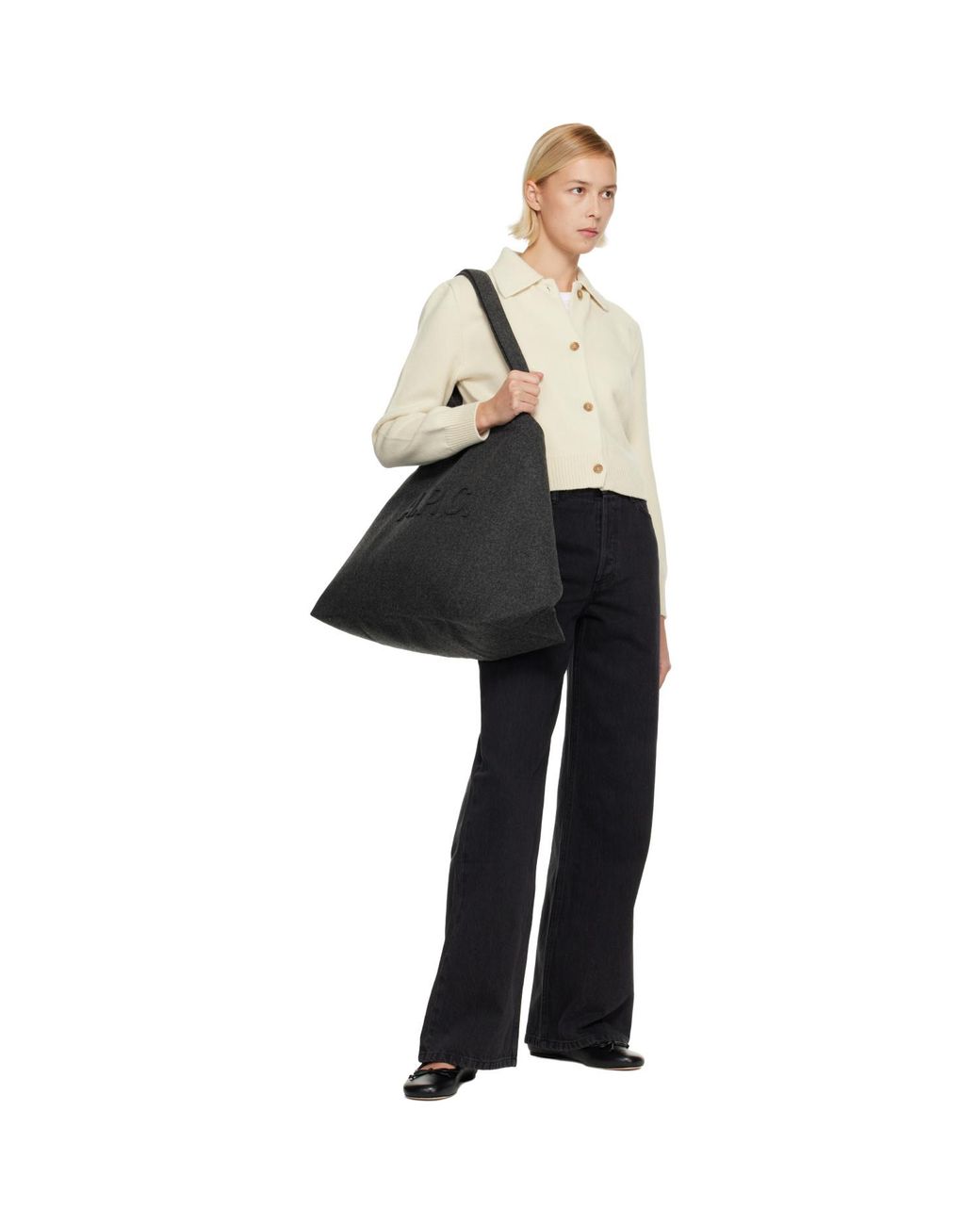 A.P.C. Black Trapèze Shopping Tote