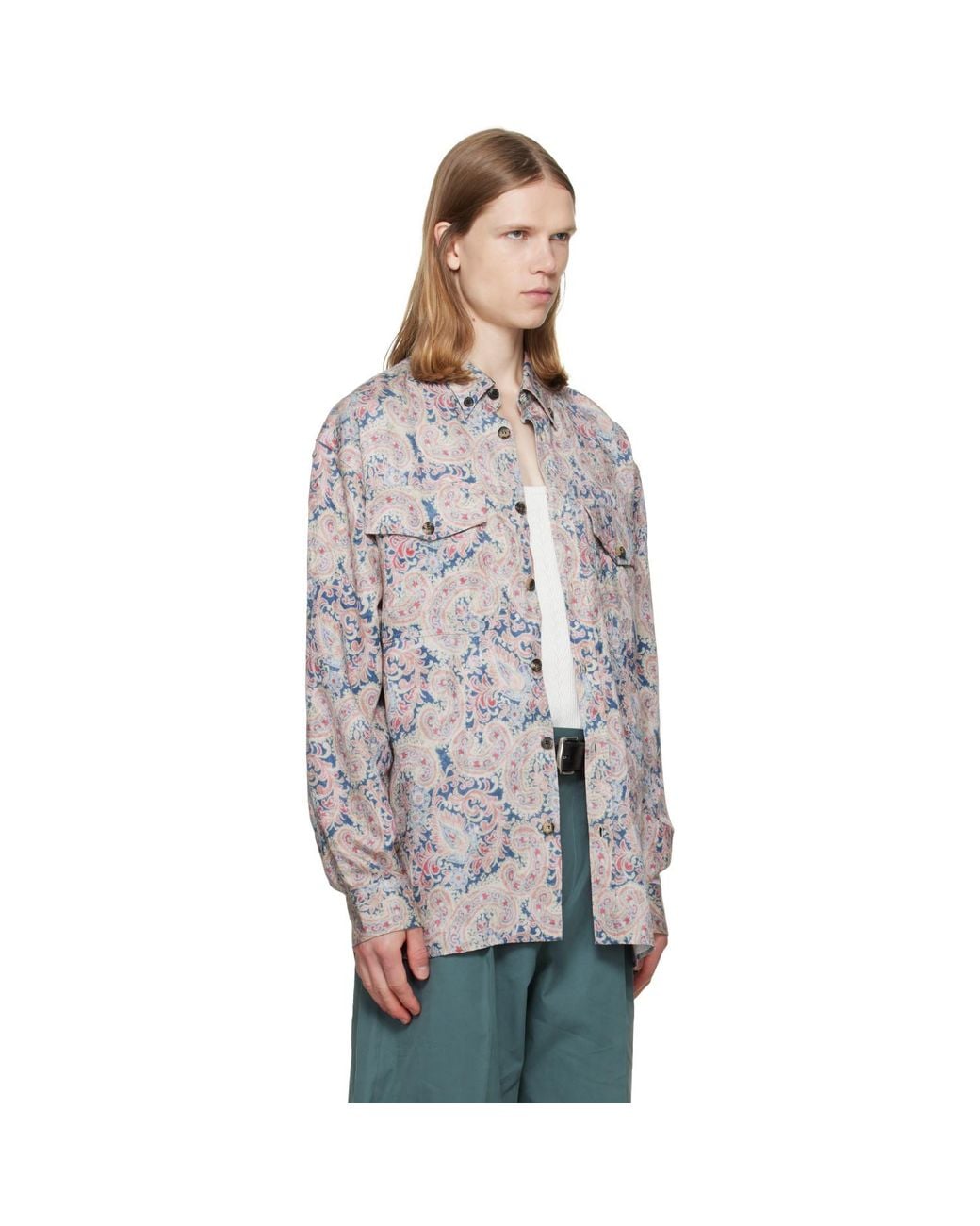 Dries Van Noten Gray Loose Jacquard Shirt for men