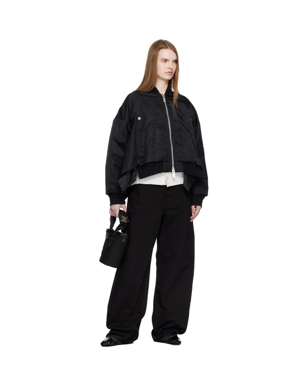 Sacai Black Nylon Twill Bomber Jacket