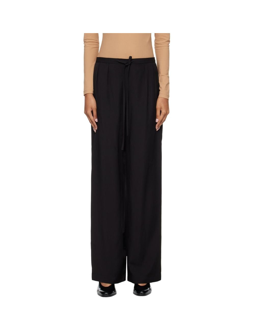Loulou de Saison Black Ellon Straight Leg Drawstring Trousers