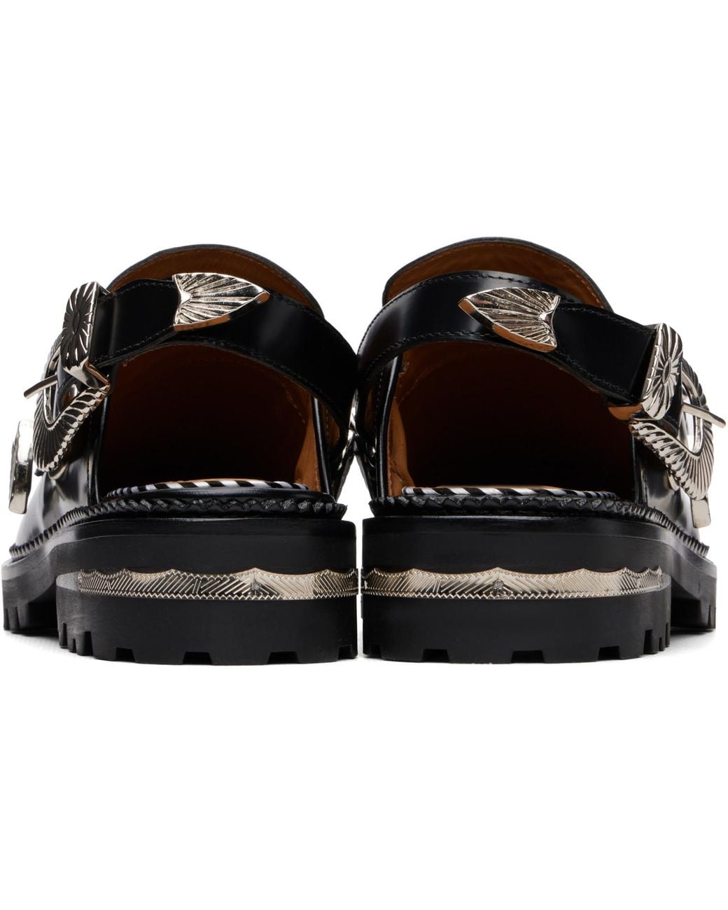 Toga Black Metal Mule Loafers