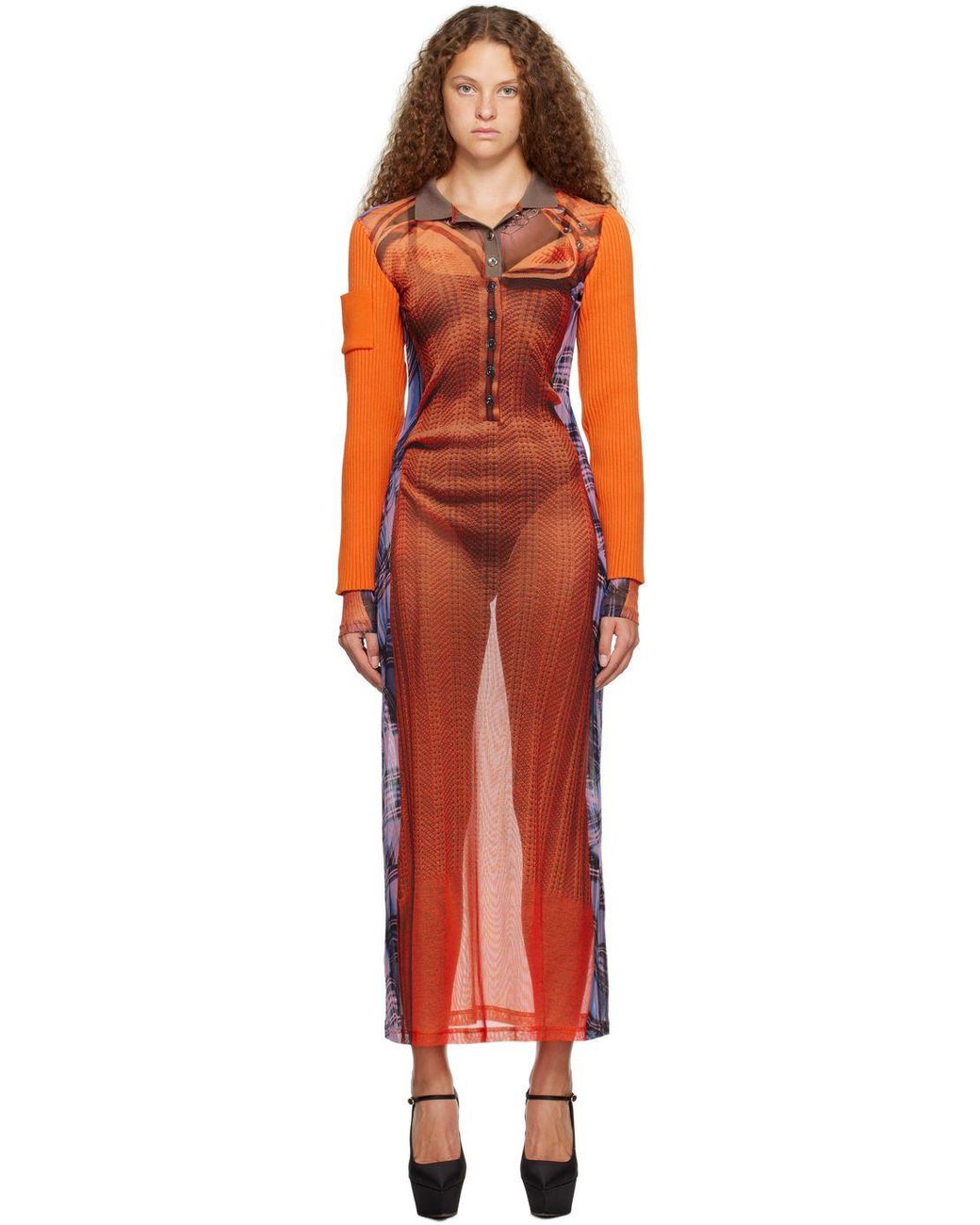 Y. Project Jean Paul Gaultier Edition Maxi Dress in Orange | Lyst