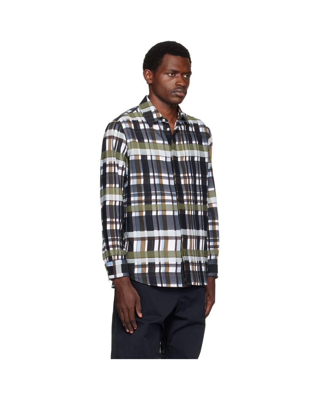Bottega Veneta Black Cotton Check Shirt for men