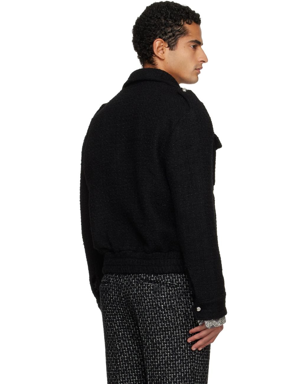 メンズ Ernest W. Baker ブラック ミリタリー ボンバージャケット Black