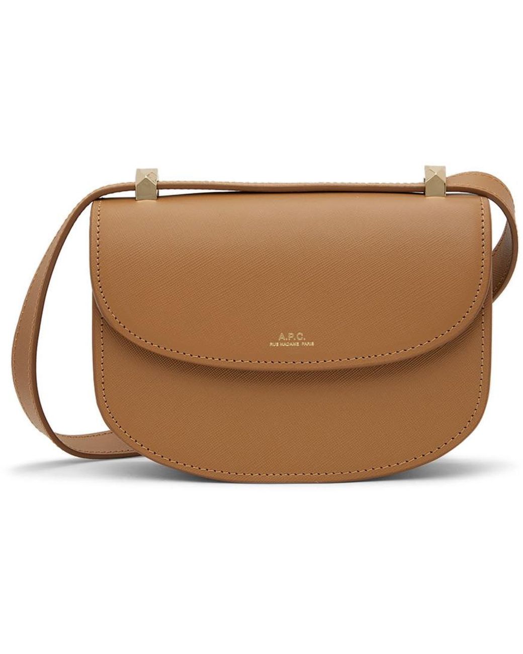 A.P.C. Leather Tan Mini Genève Shoulder Bag in Black Lyst