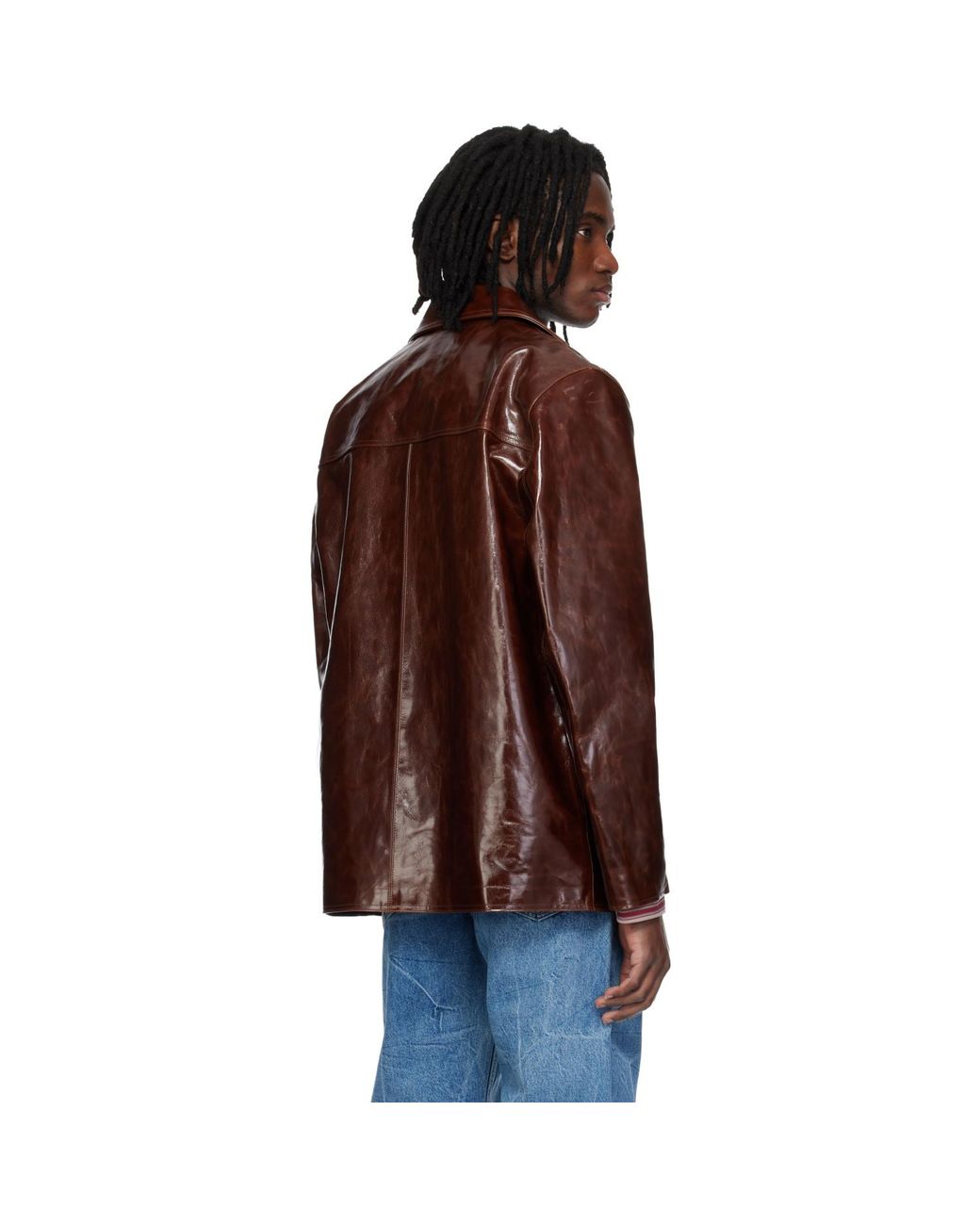 MMIC Brown Boulevard Leather Coat for men
