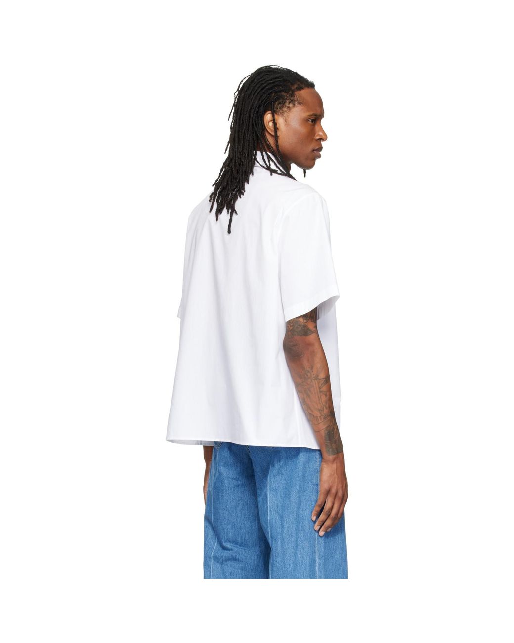 Valentino White Short Sleeve Cotton Poplin Shirt for men