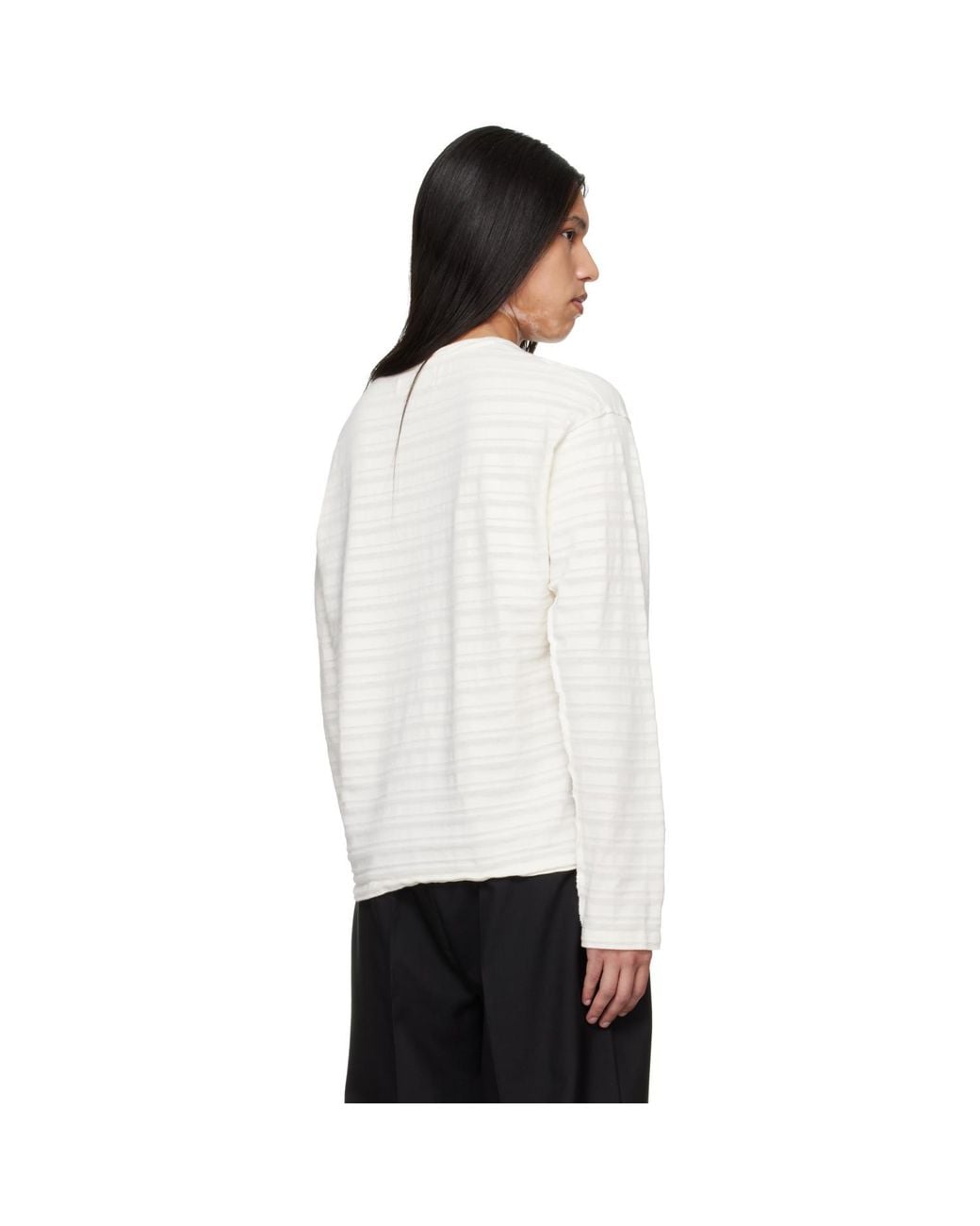 mfpen White Off- Round Neck Sweater for men