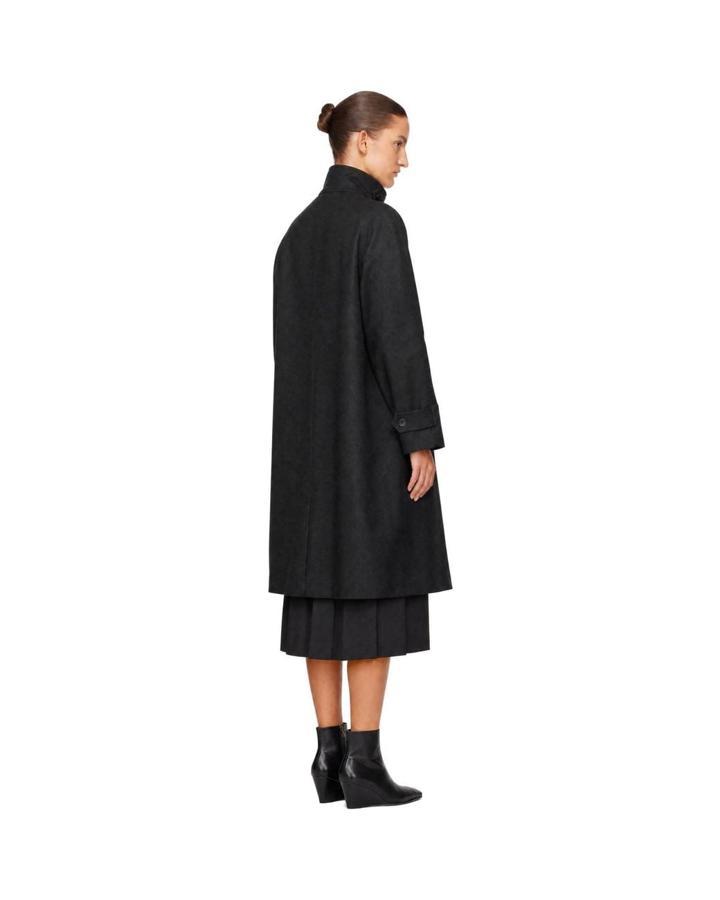 DUNST Black H-Line Wool Mac Coat