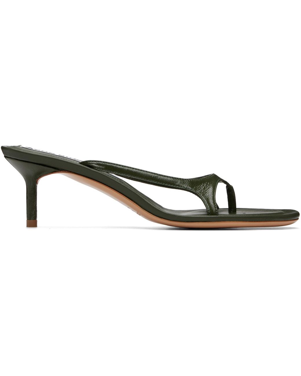 Acne Black Khaki Kitten Heeled Sandals