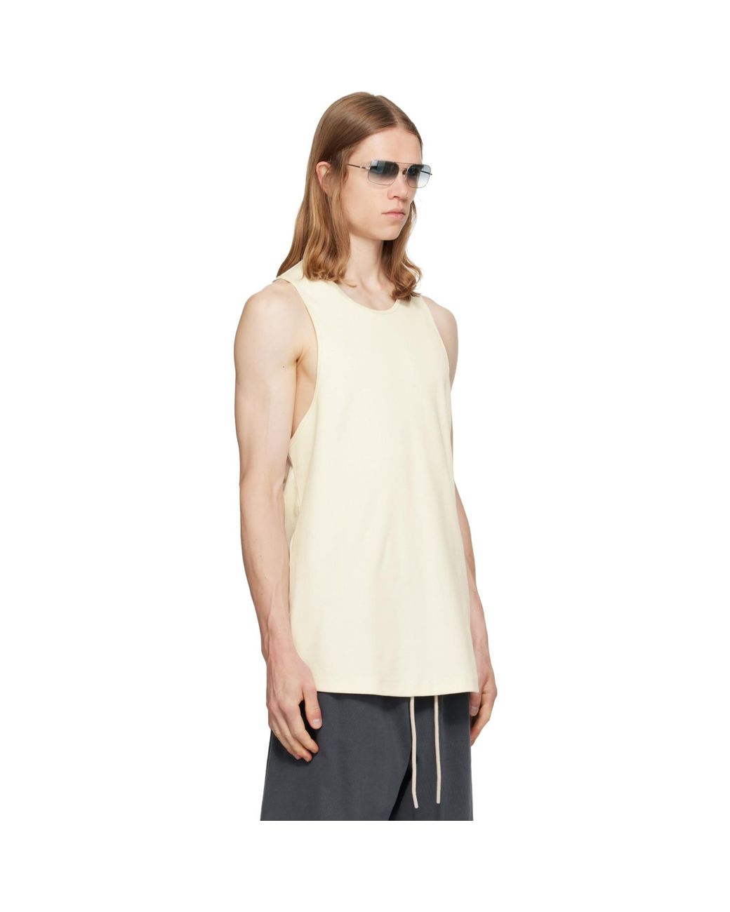 Fear Of God White Off- Ribbed Essential Tank Top for men