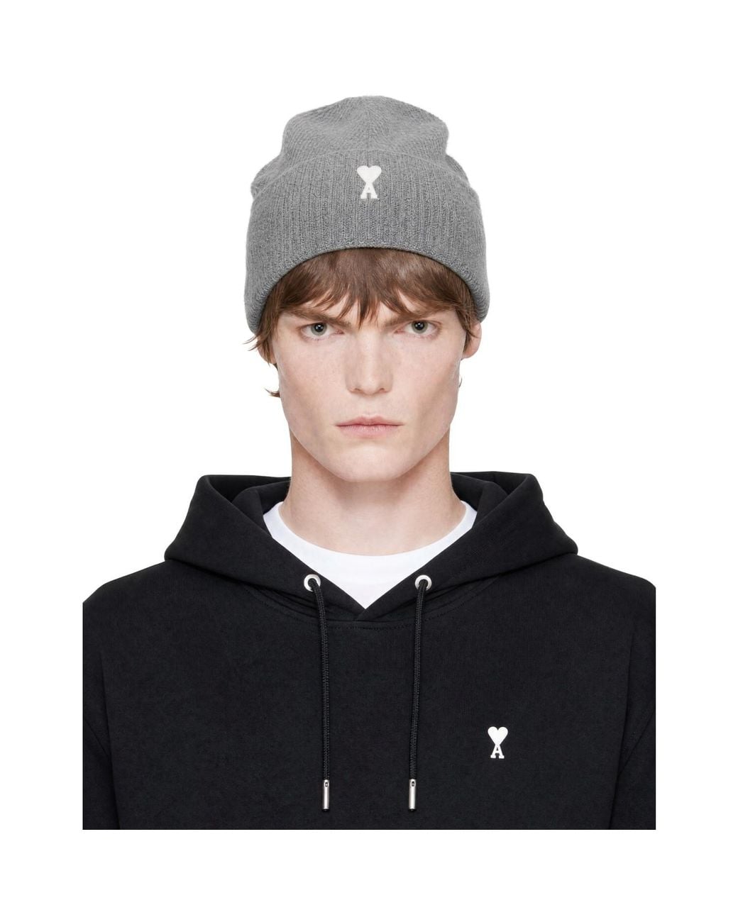 AMI Black Alpaca Ami De Coeur Beanie for men