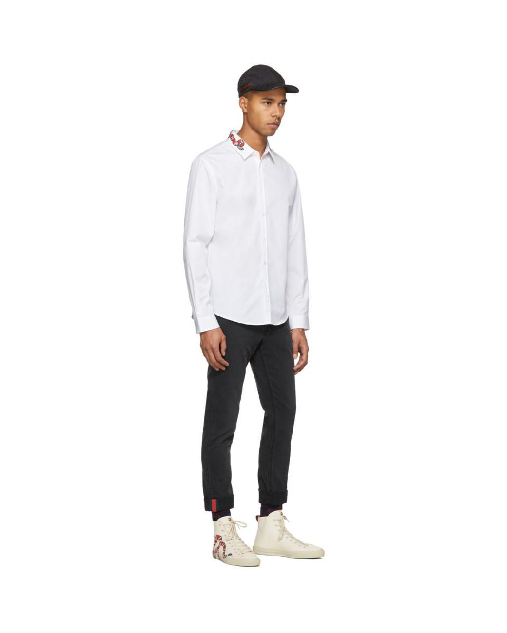 Gucci White Snake Collar Shirt for Men | Lyst