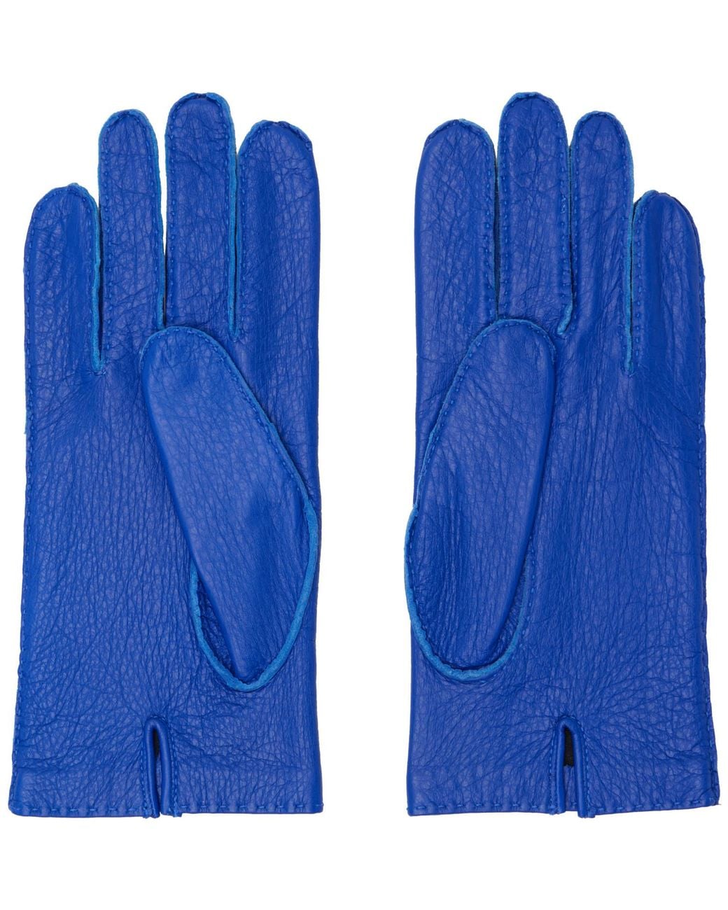 AMI Blue Grained Leather Gloves for men