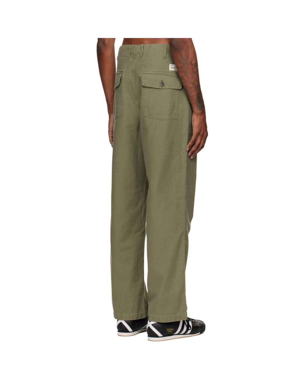 Merz B. Schwanen Green Khaki Sendo01Sc Weave Canvas Fatigue Trousers for men