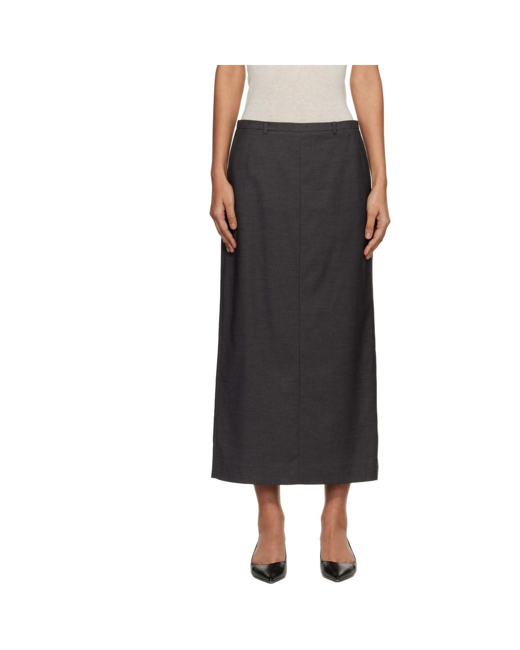DUNST Black H-Line Striped Maxi Skirt