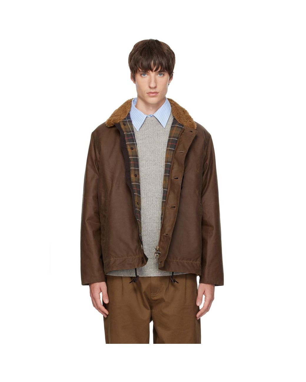 Barbour Brown Macklow Waxed Jacket for men