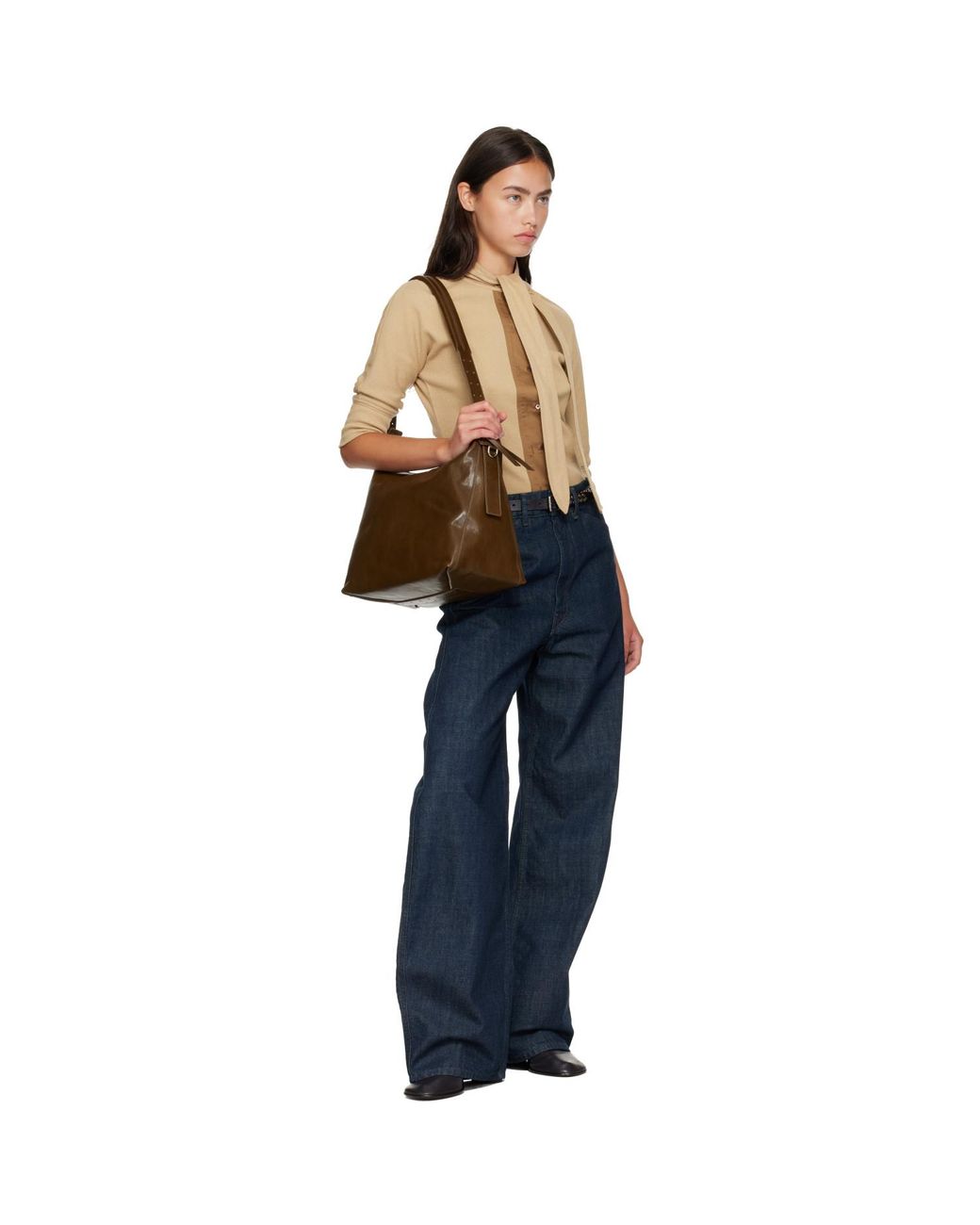 Lemaire Brown Belted Leather Bag