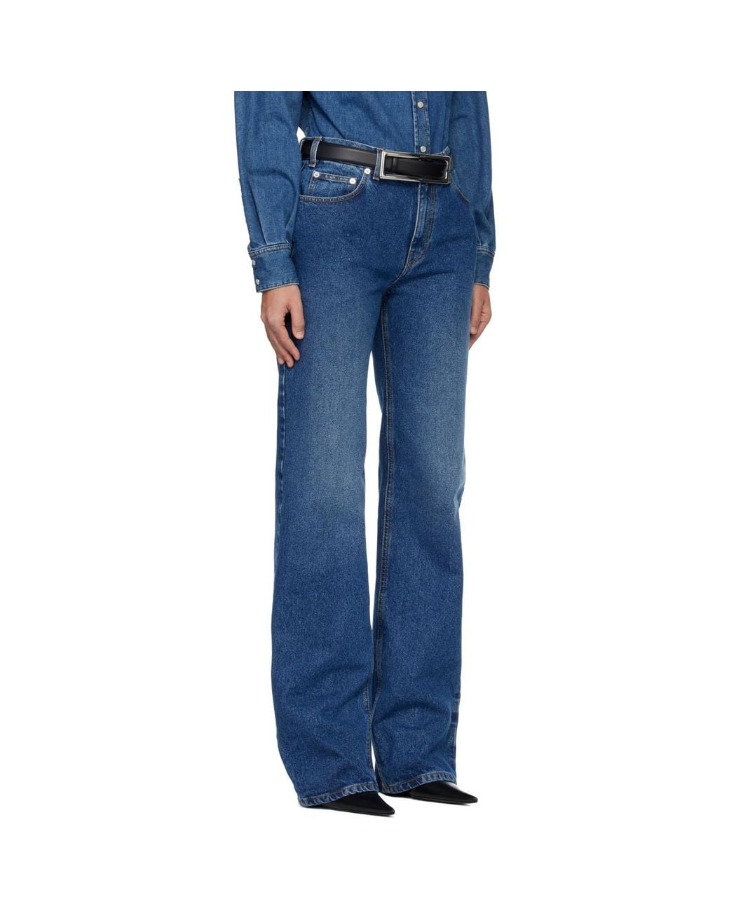 Mugler Blue Five Pocket Straight Denim Jeans