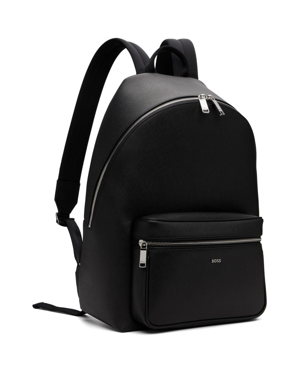 Boss Black Structured Logo Lettering Backpack for men