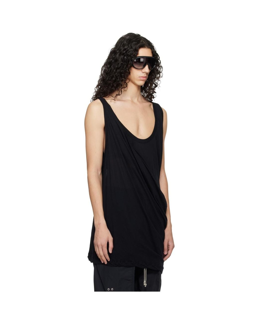 Rick Owens Black Temple Pony Tank Top for men