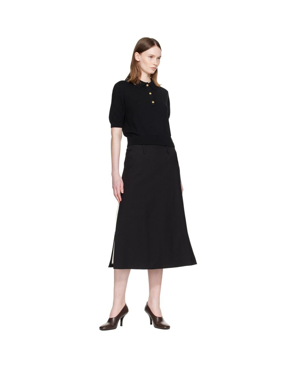 Balmain Black 3-Button Wool Polo