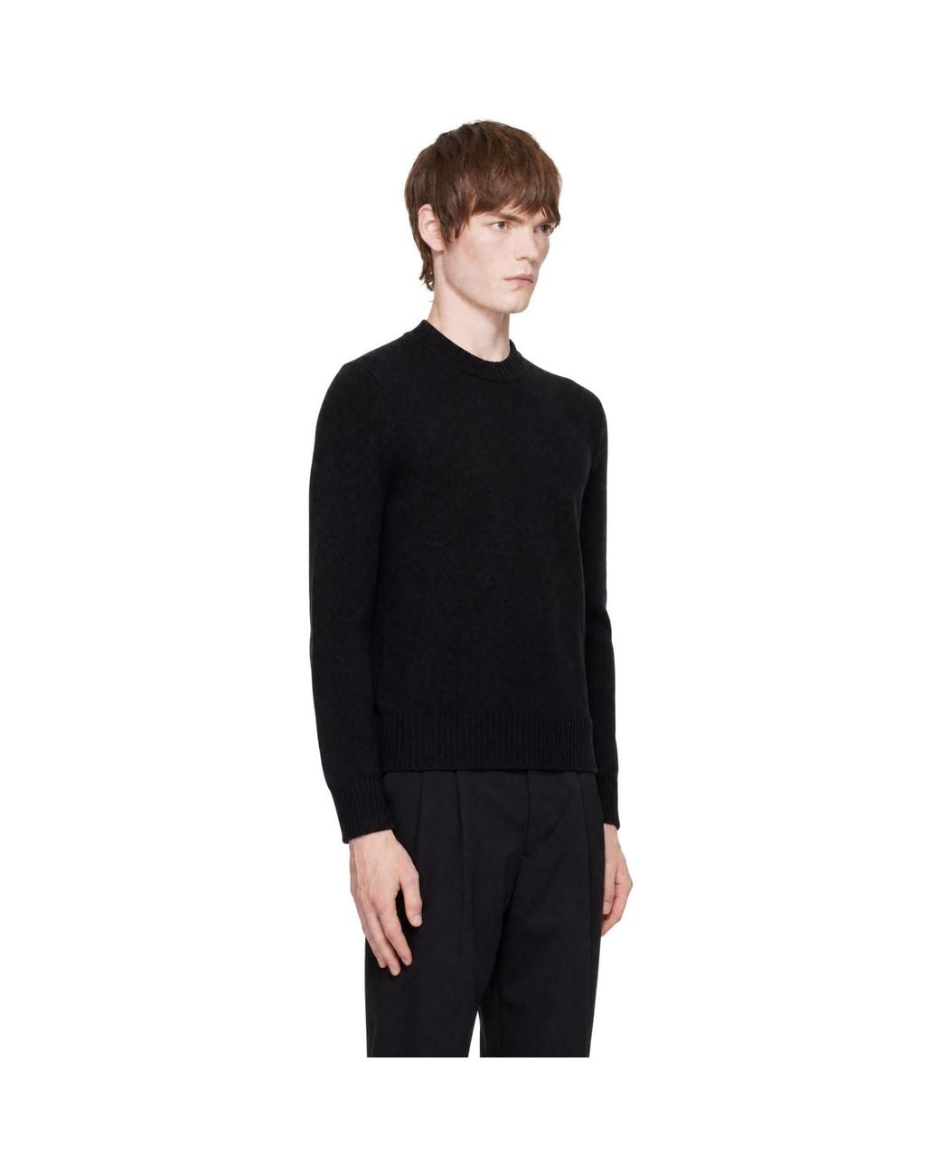 AMI Black Crewneck Cashmere Ami De Coeur Sweater for men
