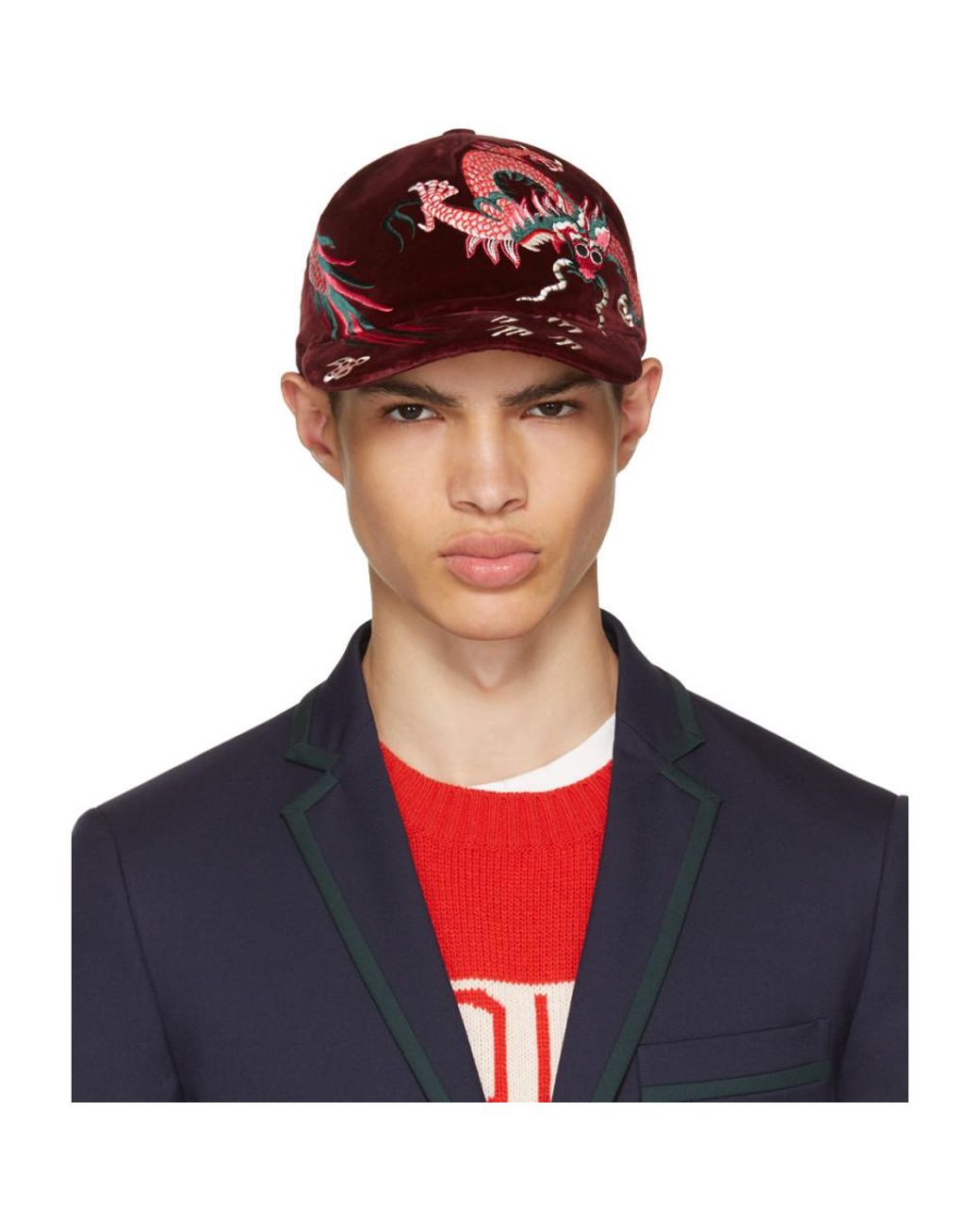 Gucci Burgundy Velvet Dragon Baseball 
