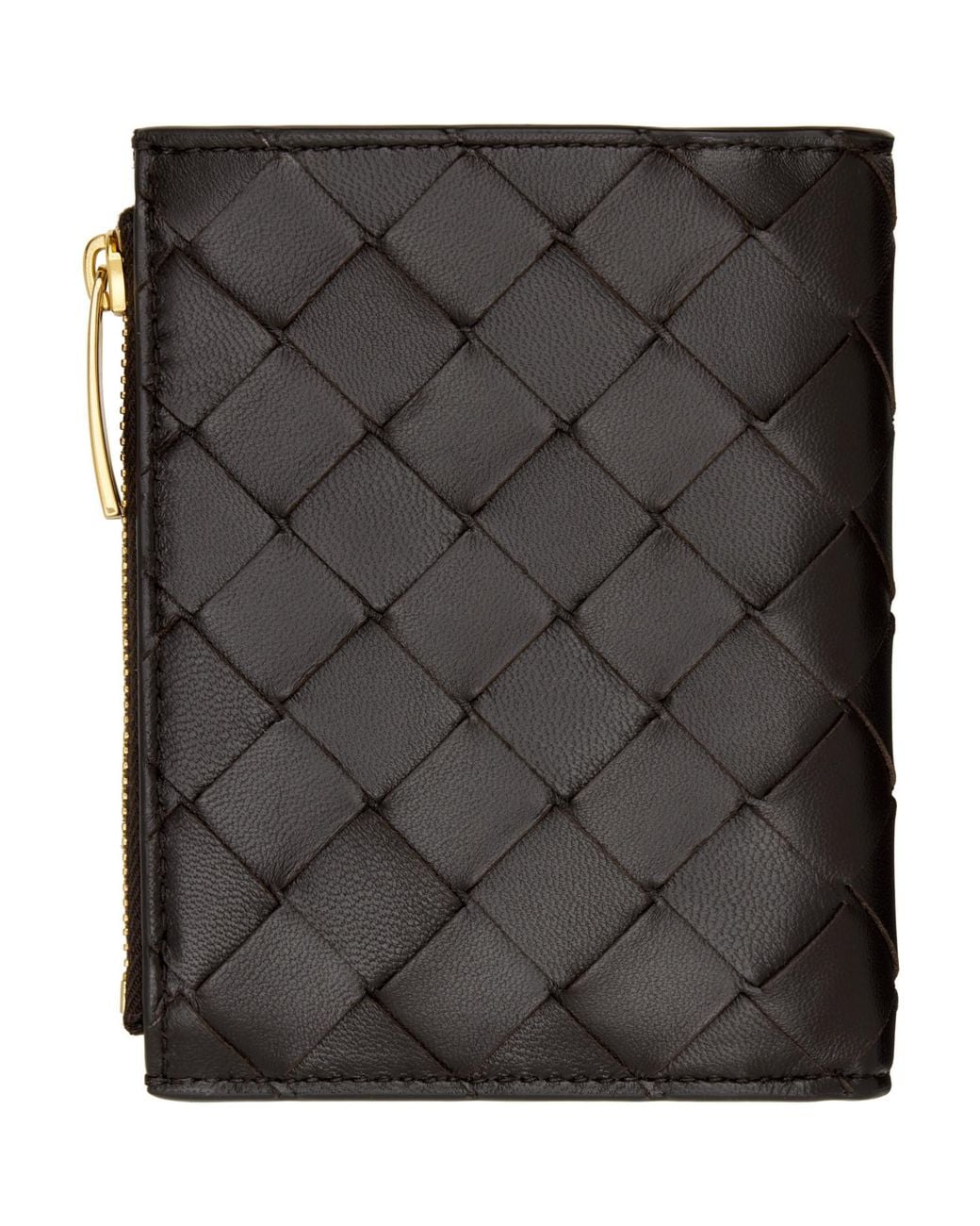 Bottega Veneta Black Intrecciato Small Bi-Fold Wallet
