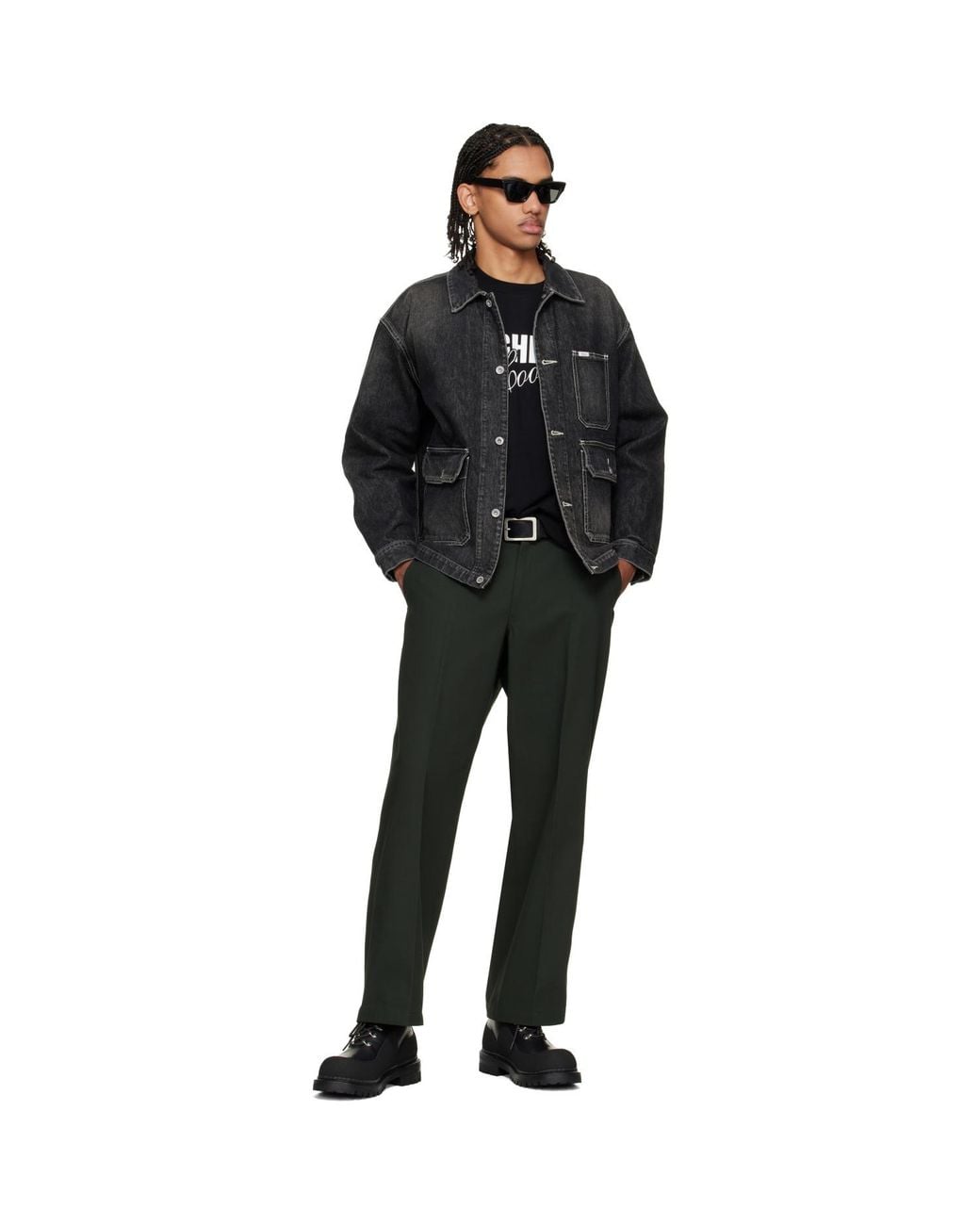 Neighborhood Black Wide Work Trousers for men