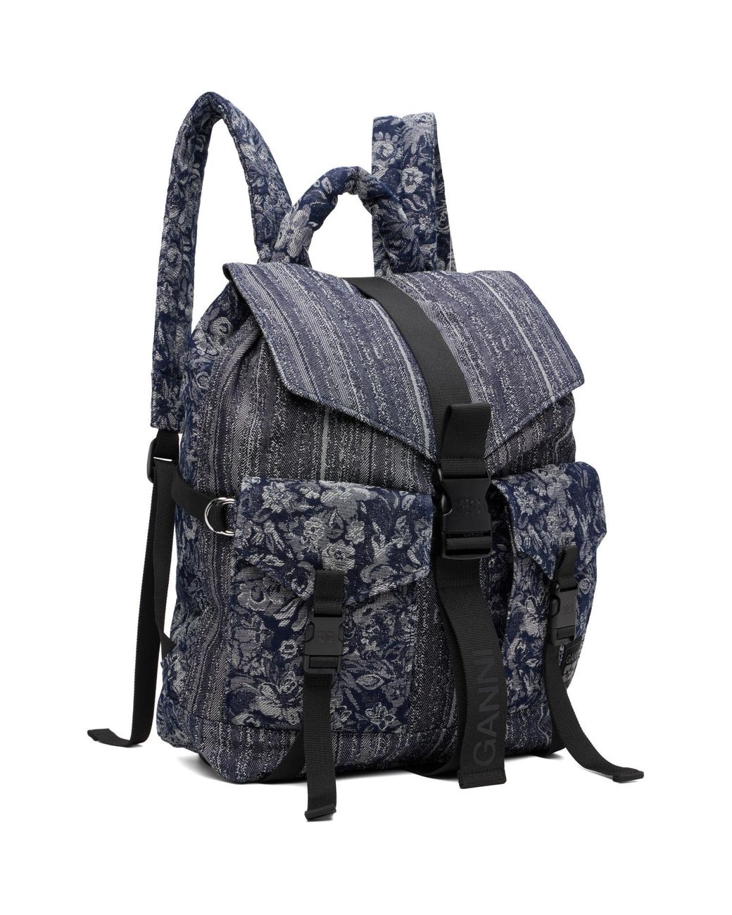 Ganni Black Re-Tech Patchwork Backpack