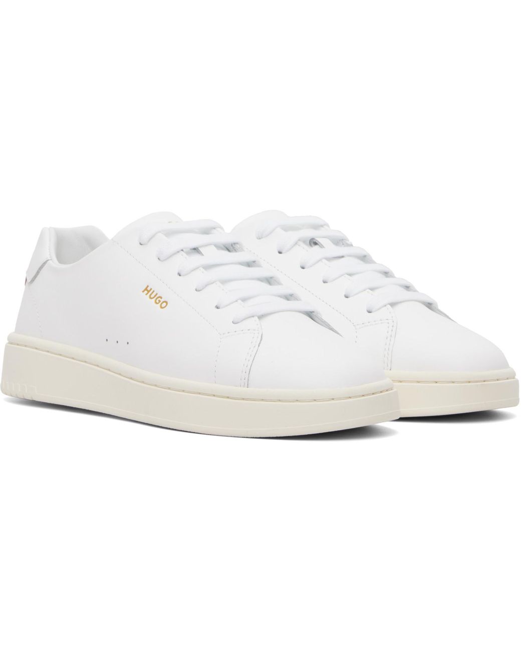 HUGO White Logo Nappa Leather Sneakers for men