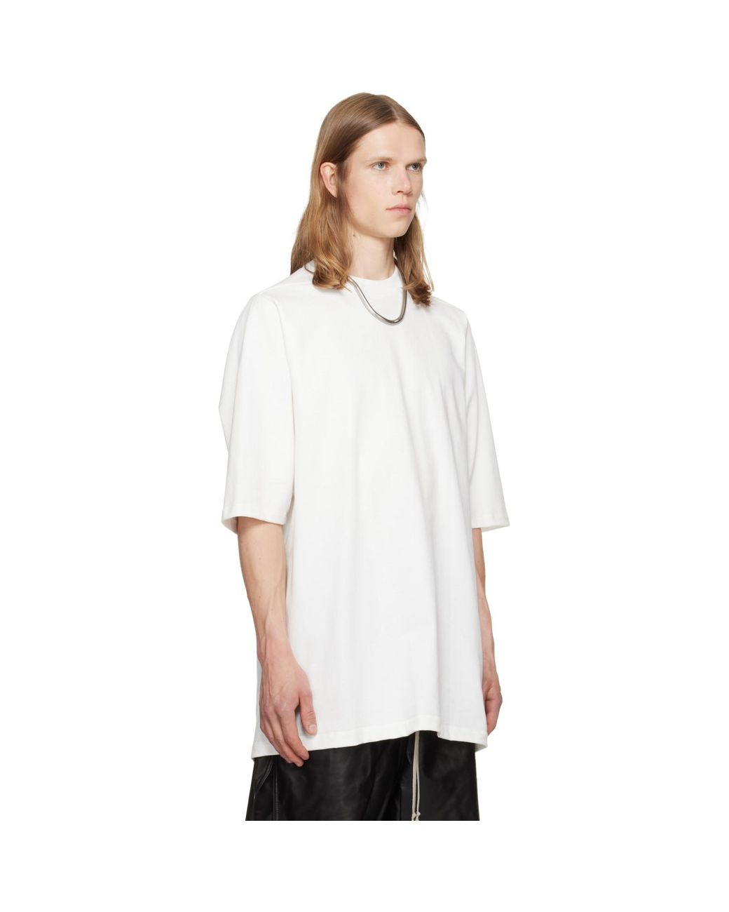 Rick Owens White Off- Jumbo S/S T-Shirt for men