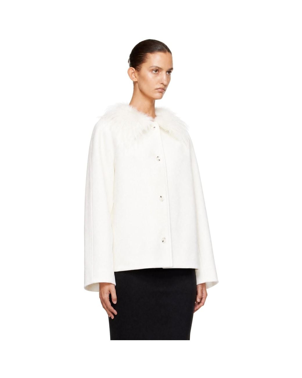Loulou de Saison White Rafe Detachable Faux-Fur Collar Jacket