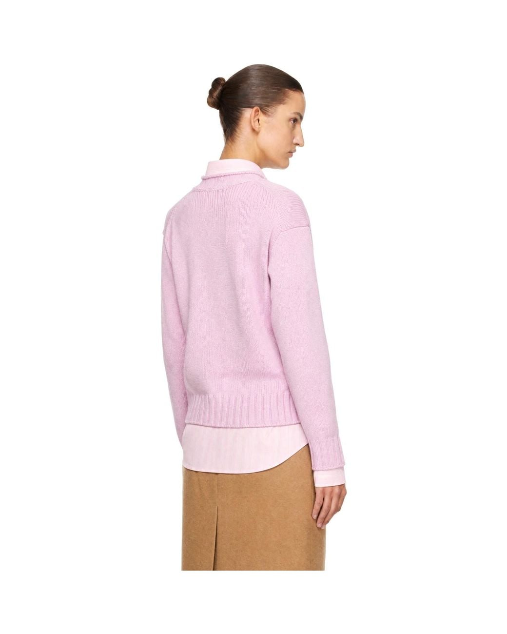 DUNST Pink Chunky Roll Neck Sweater