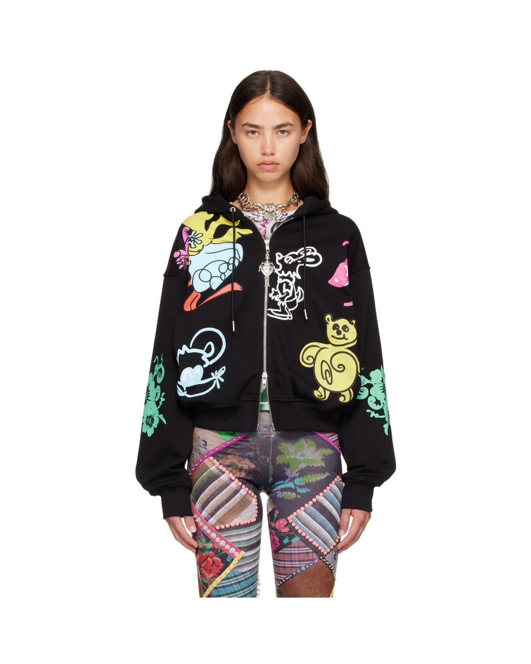Chopova Lowena Black 'Friends Of Cl' Zip Hoodie