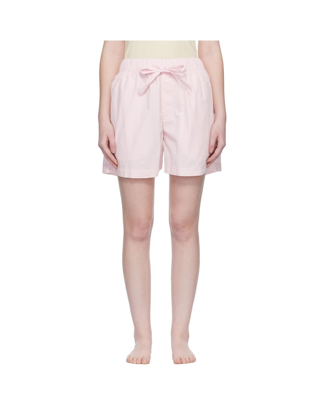 Tekla Pink Poplin Pyjama Shorts