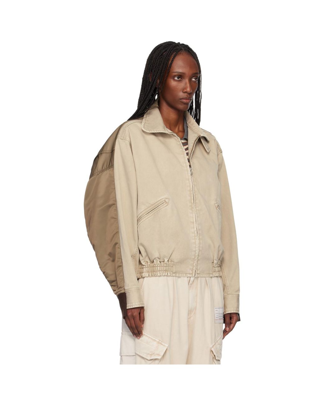 Maison Mihara Yasuhiro Natural Khaki Front Back Combined Zip-Up Jacket