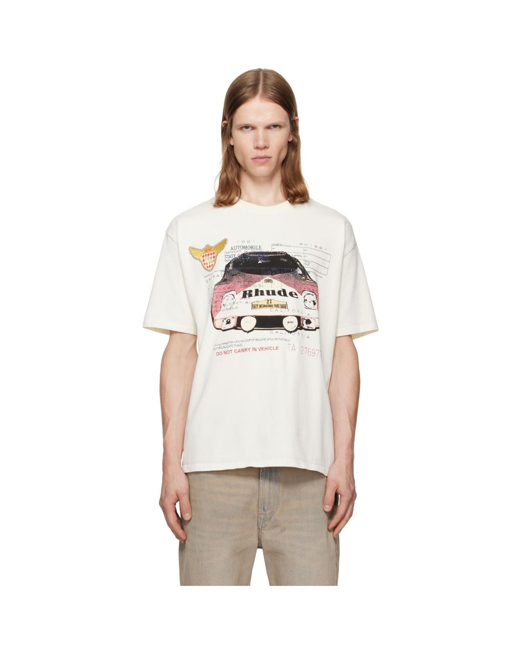 Rhude White Off- Slip T-Shirt for men