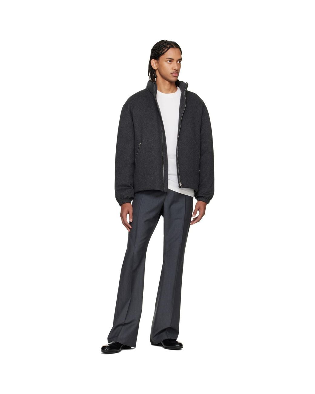 Jil Sander Black Wool Melton Down Jacket for men