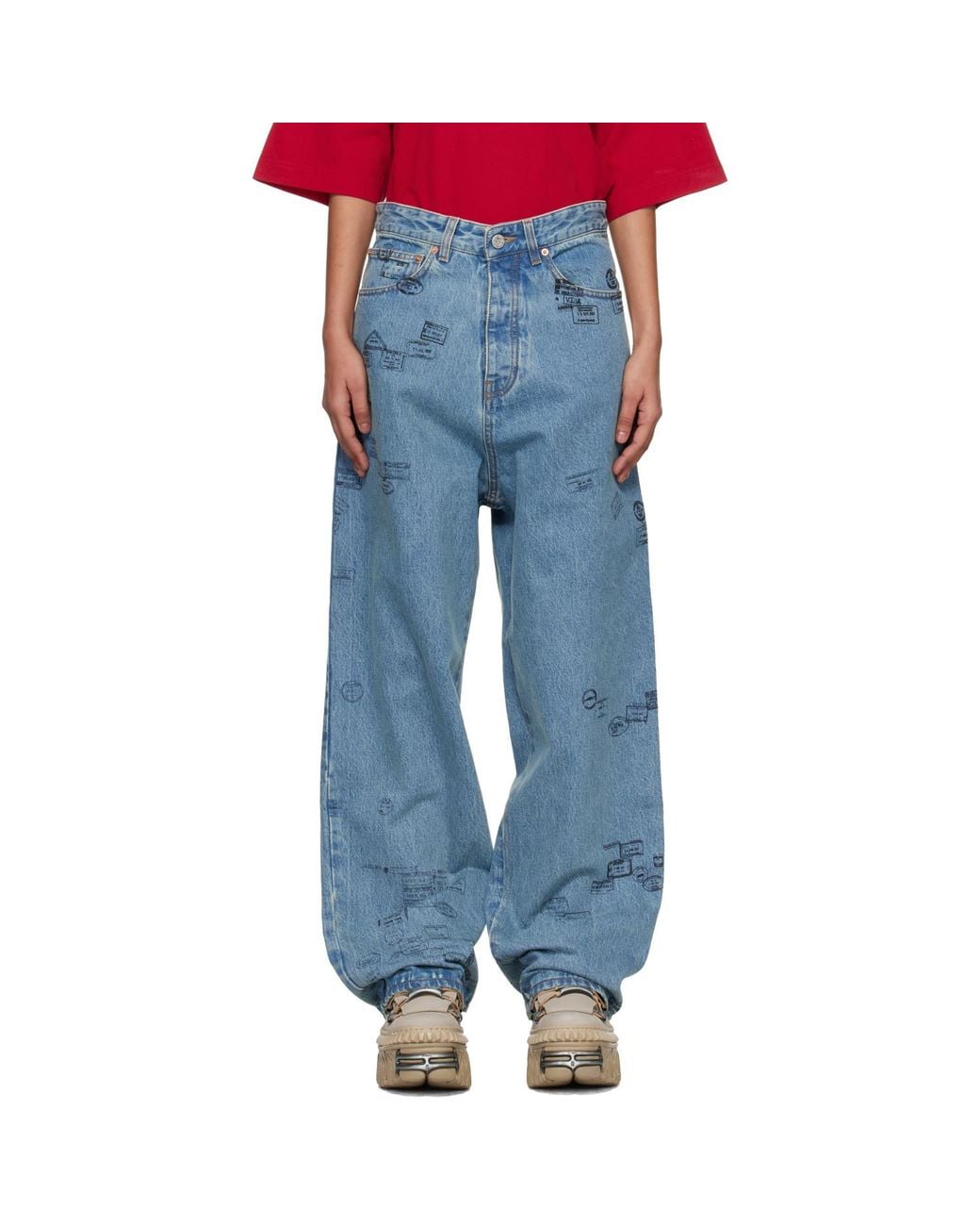 Vetements Blue Passport Stamps Jeans