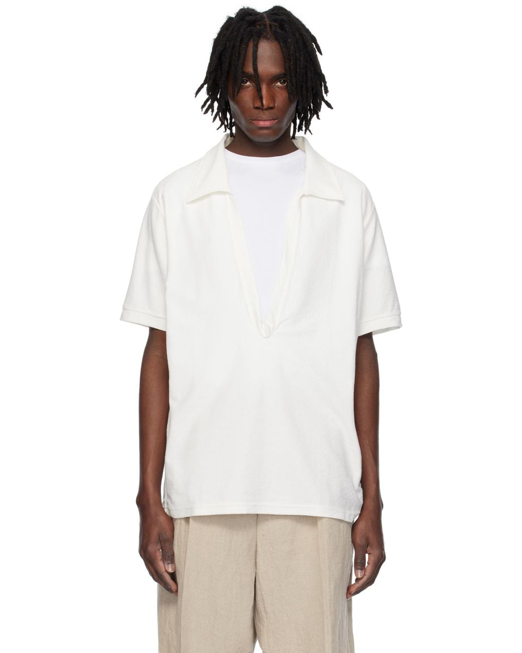 SOSHIOTSUKI Dry Cotton Skipper Shirt in White for Men | Lyst