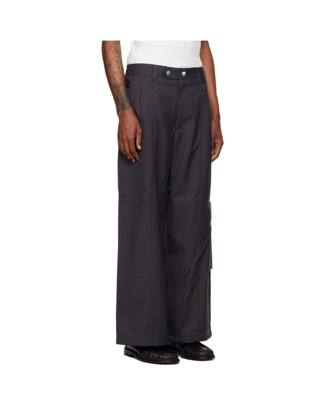 NULLUS Black Draped Slide Cargo Pants for men