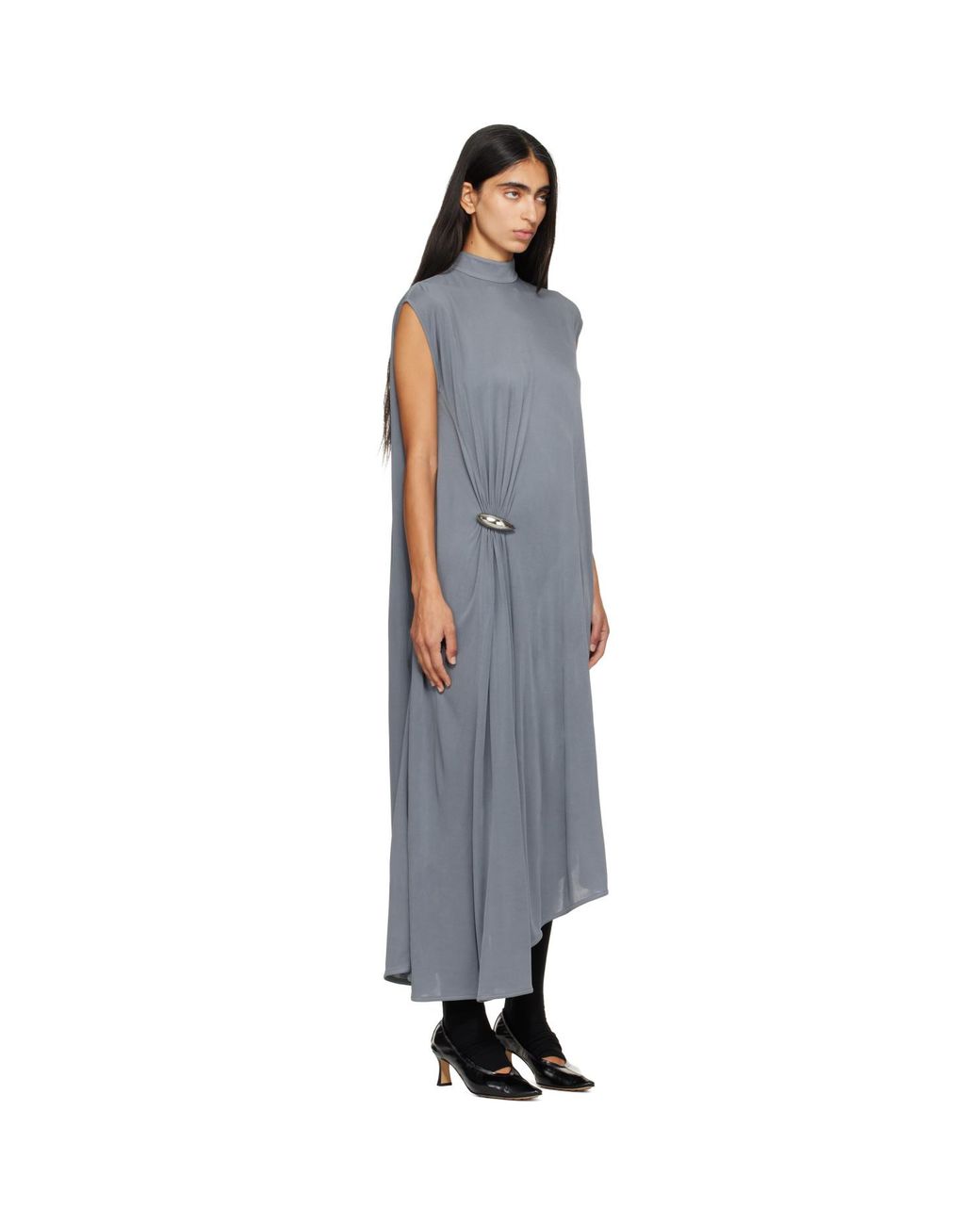 Bottega Veneta Blue Crepe Viscose Jersey Maxi Dress